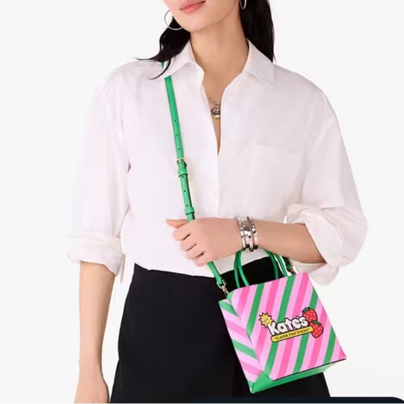 🩷♠️💚KATE SPADE🩷♠️💚Pink Multi Treat Yourself Bubble Gum Mini Tote/NWT - Picture 5 of 9